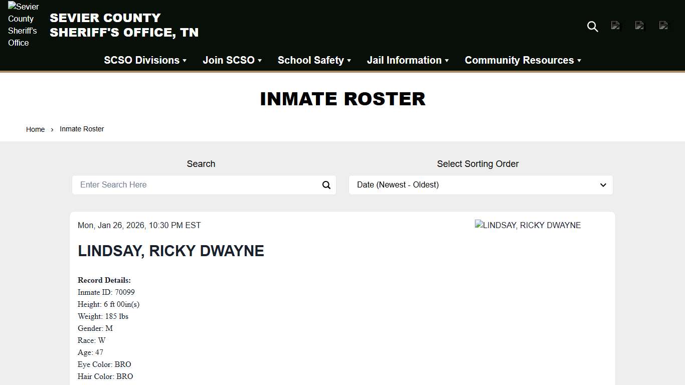 Inmate Roster Sevier County Sheriff’s Office
